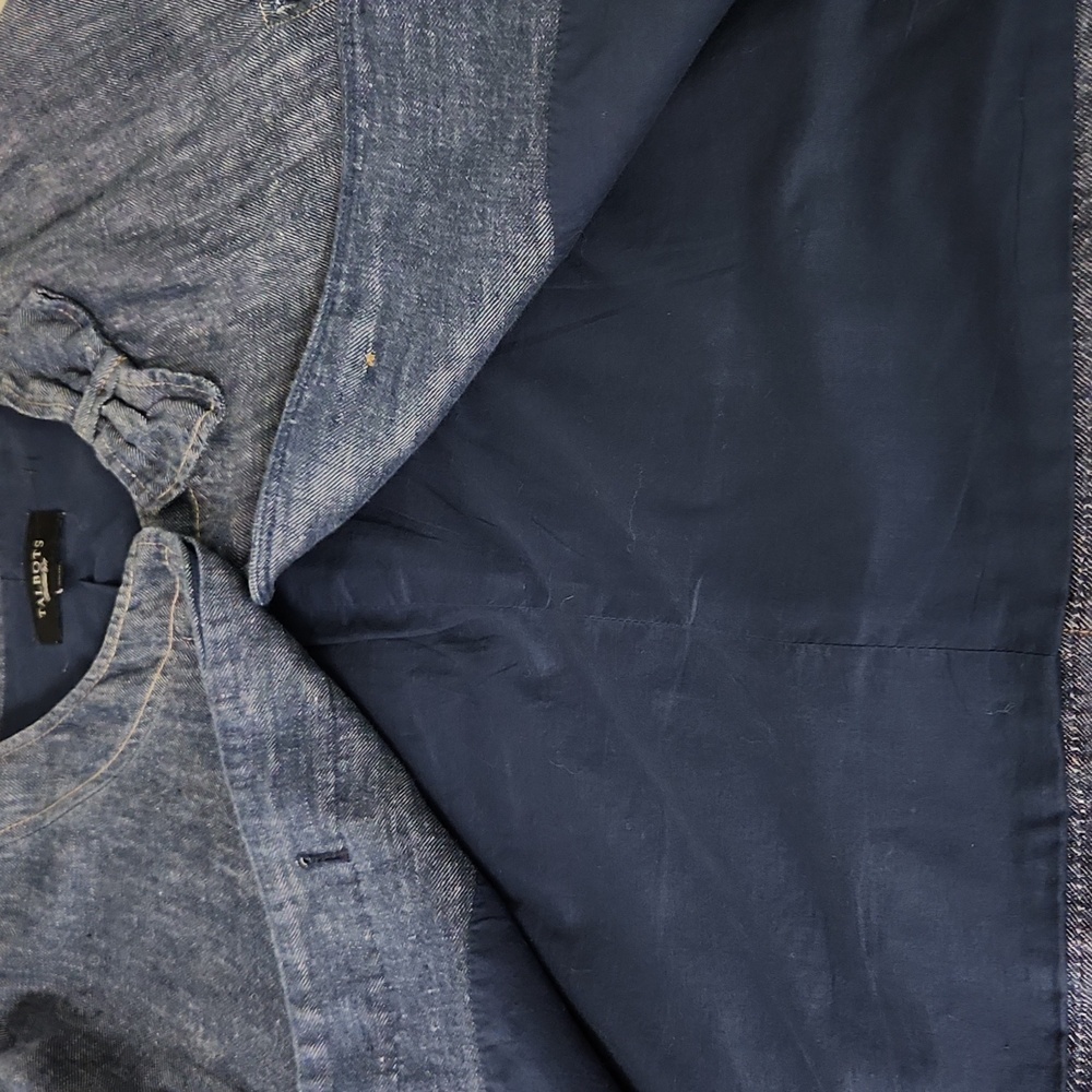 Talbots Blue Denim Jacket with Bow Accent SZ 16 Linen - Picture 6 of 9